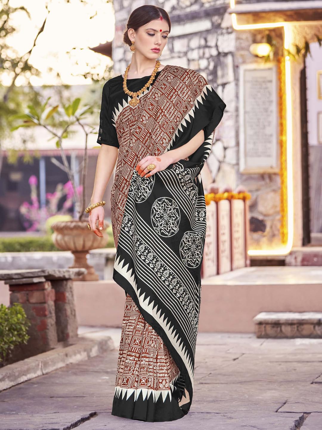 Women's Bhagalpuri Silk Ethnic Motif Printed Saree