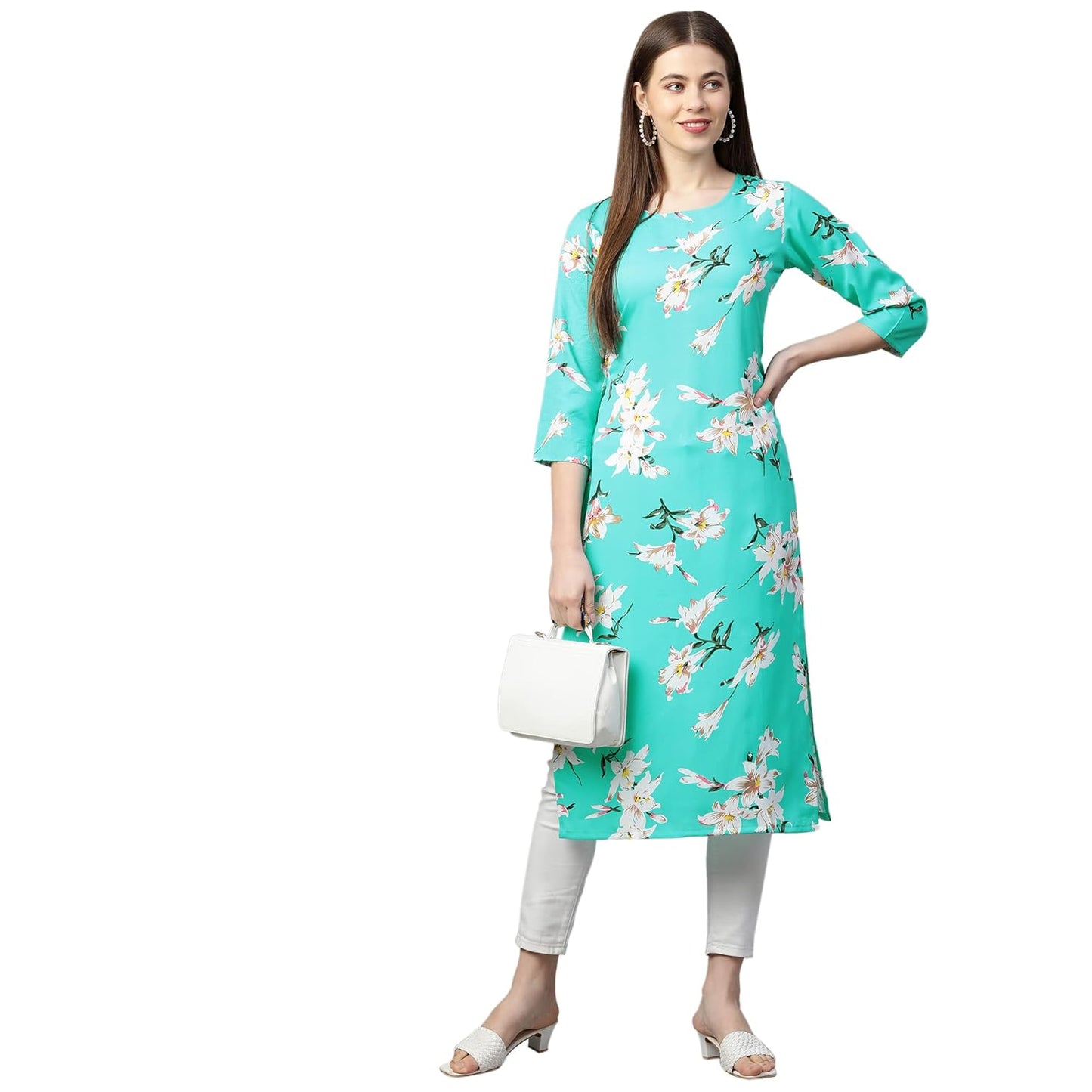 GoSriKi Women's Crepe Printed Straight Kurta
