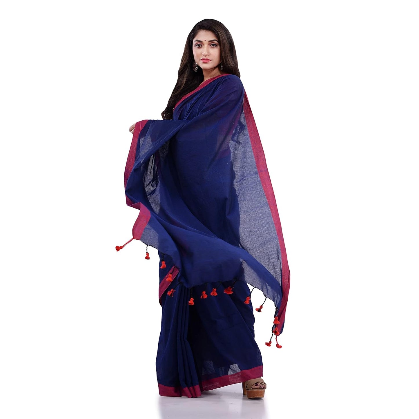 Women`s Handloom Pure Cotton Saree Without blouse