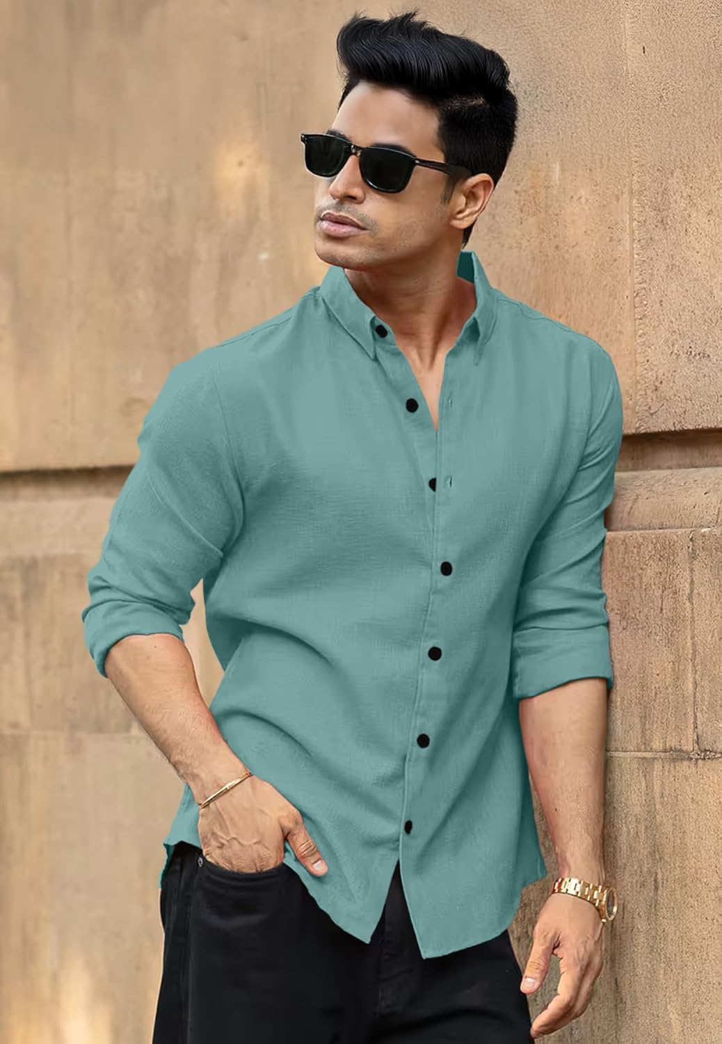 RAIZAX Men Linen Cotton Full Sleeve Shirt for Man