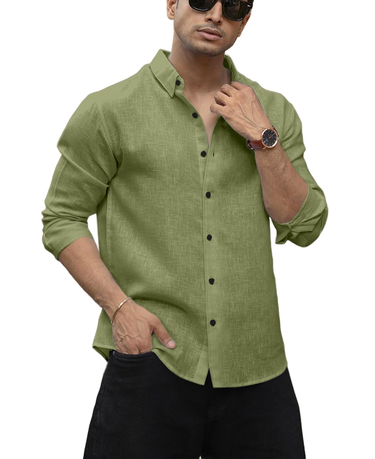 Men's Solid Linen Cotton Shirt | Casual | Plain