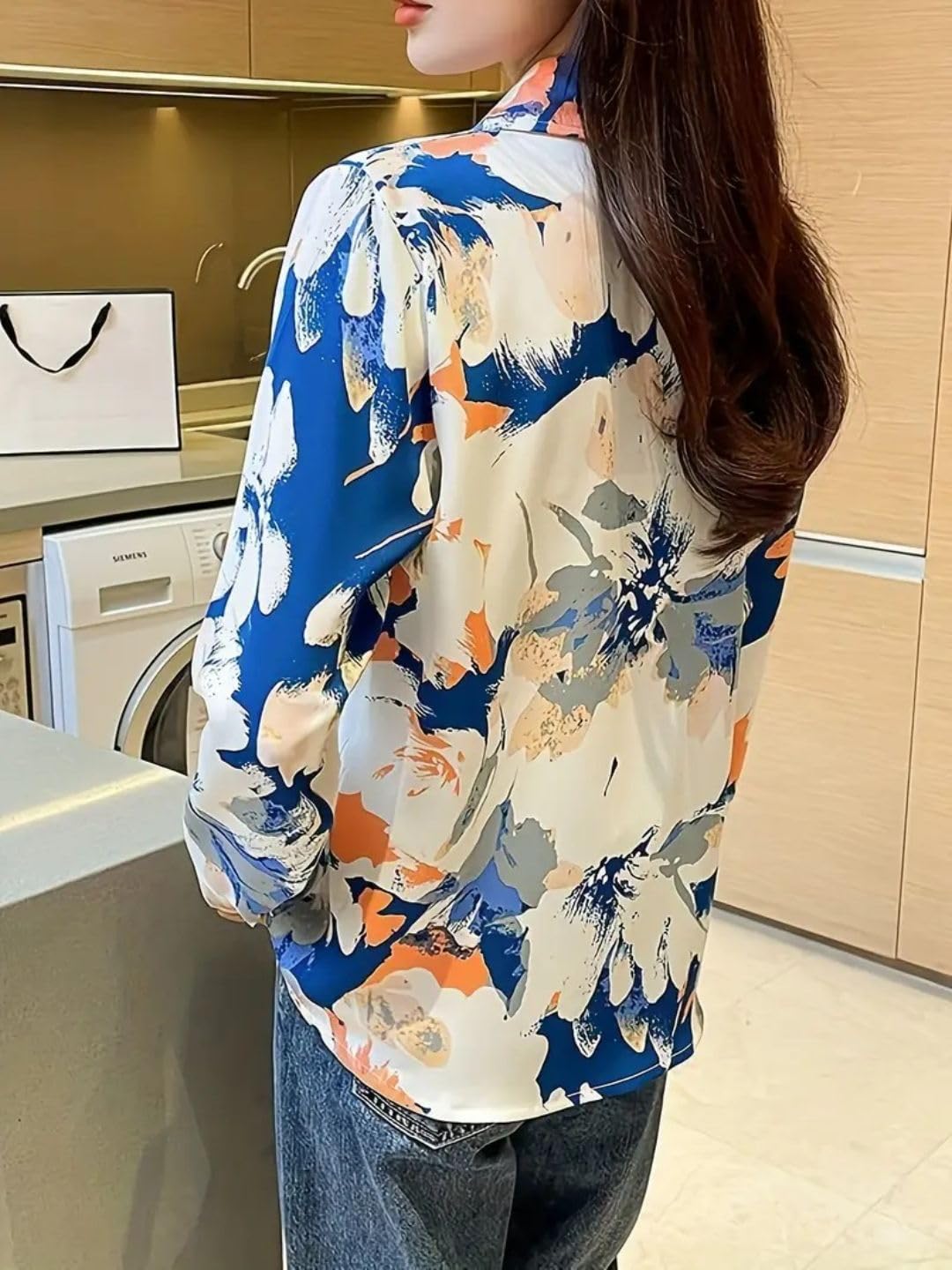 Trendy Queen Women's Printed Straight Mandarin Neck Shirt for Women's | Tops for Woman Shirts | Shirt for Women Stylish Western (SD778_S)