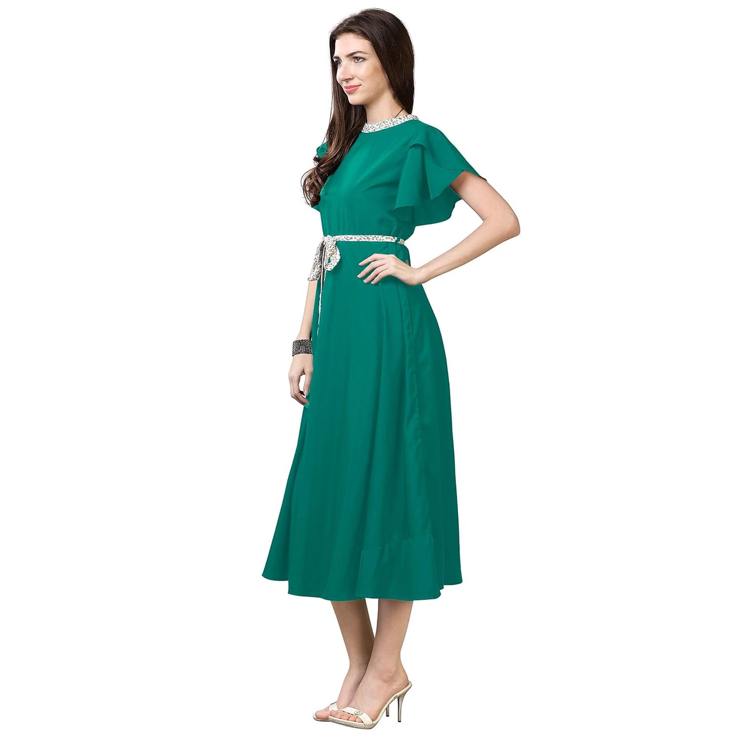 OOMPH! Women's Crepe A-Line Maxi Dress