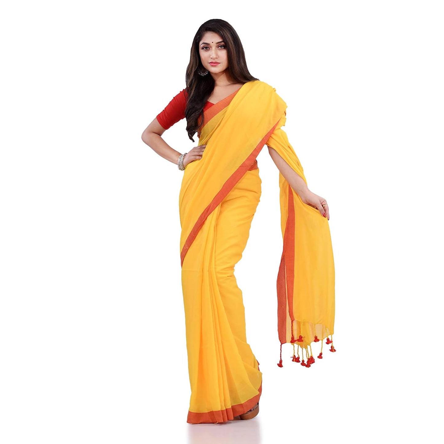 Women`s Handloom Pure Cotton Saree Without blouse