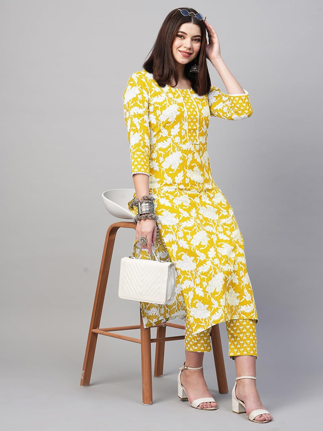 ANNI DESIGNER Women's Cotton Blend Kurta with Pant