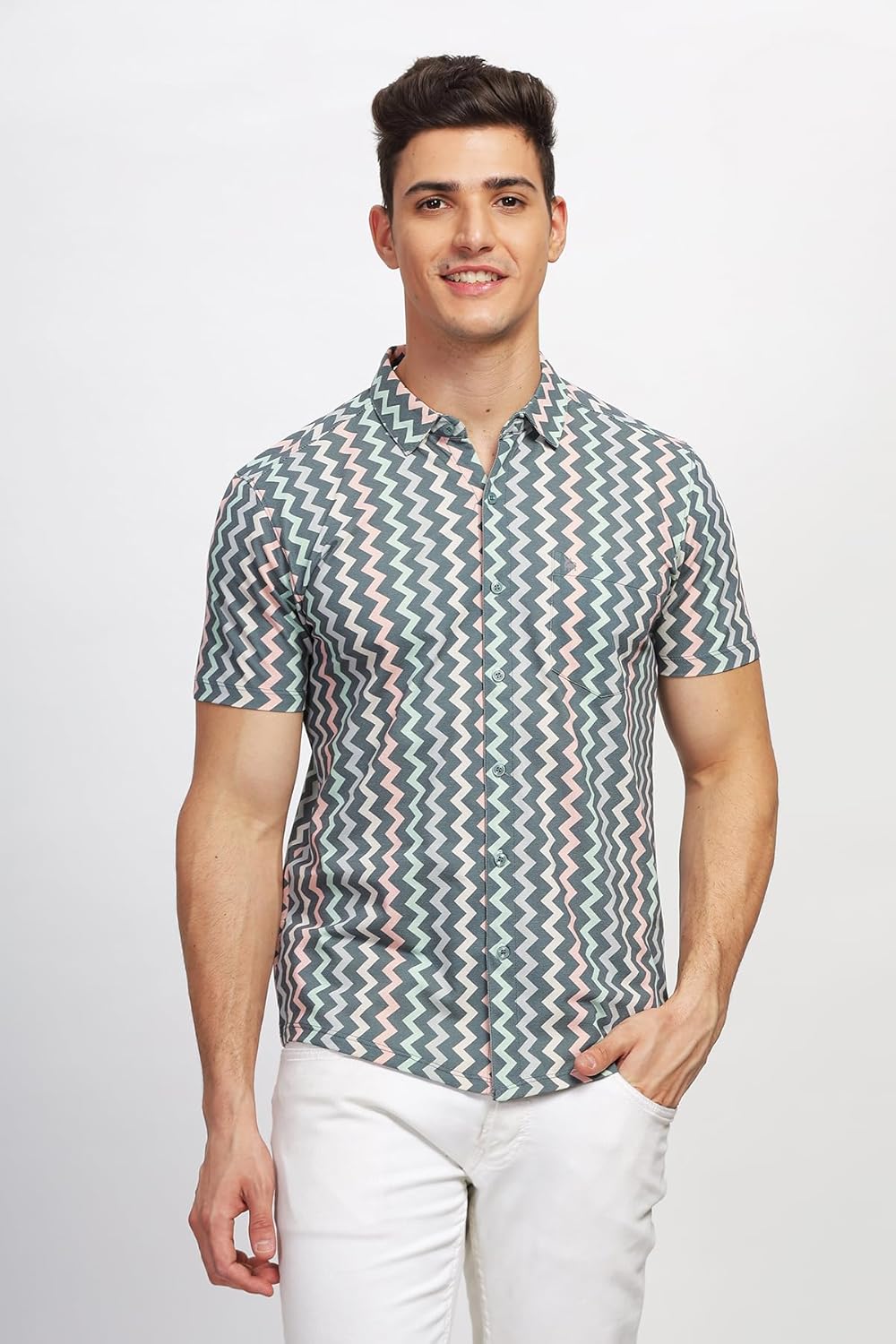 BULLMER Trendy Regular Fit Printed Causal Shirt for Men