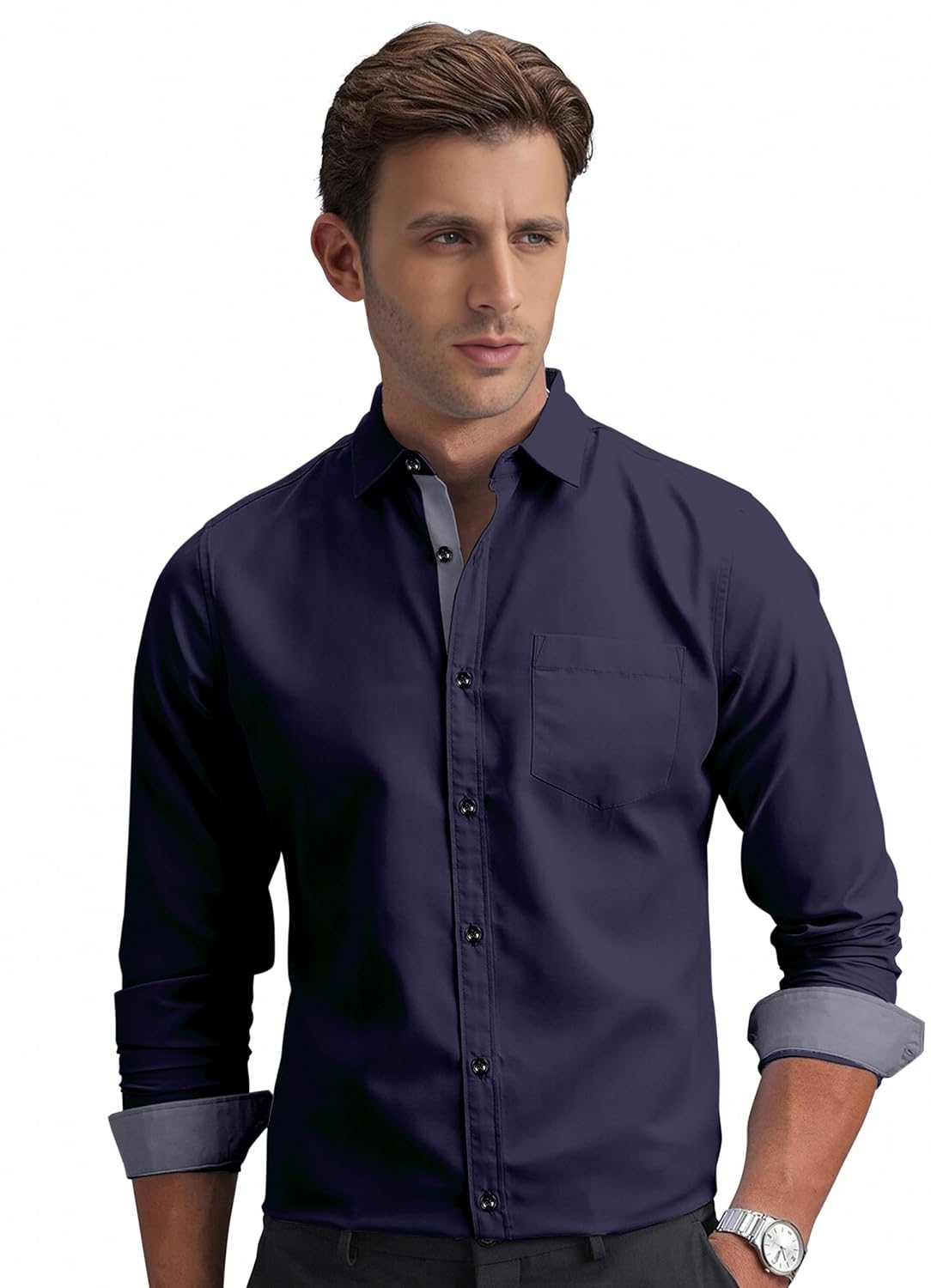 Shirt's Collection Solid Pattern Shirt(Contrast - Parent)