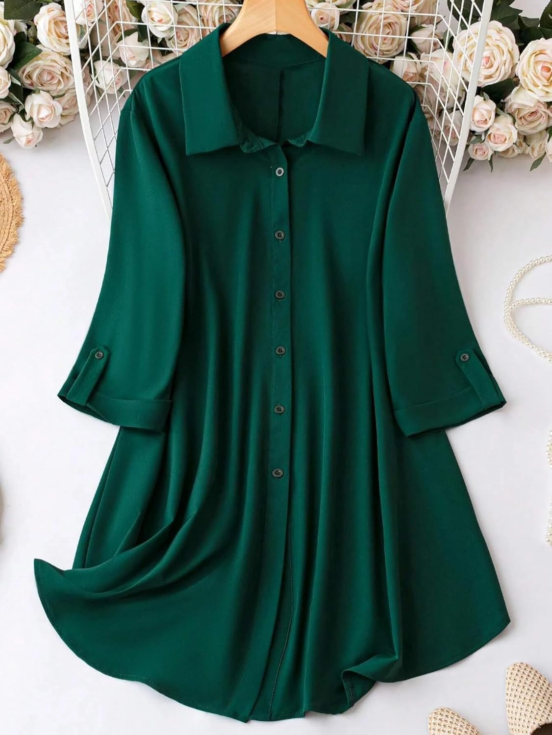 Leriya Fashion Women's Shirt Dress Knee Length Dress | Loose Fit | Button-Down | | 3/4 Sleeve | Summer Wear | Available in (Pack of 2 | Value Pack)
