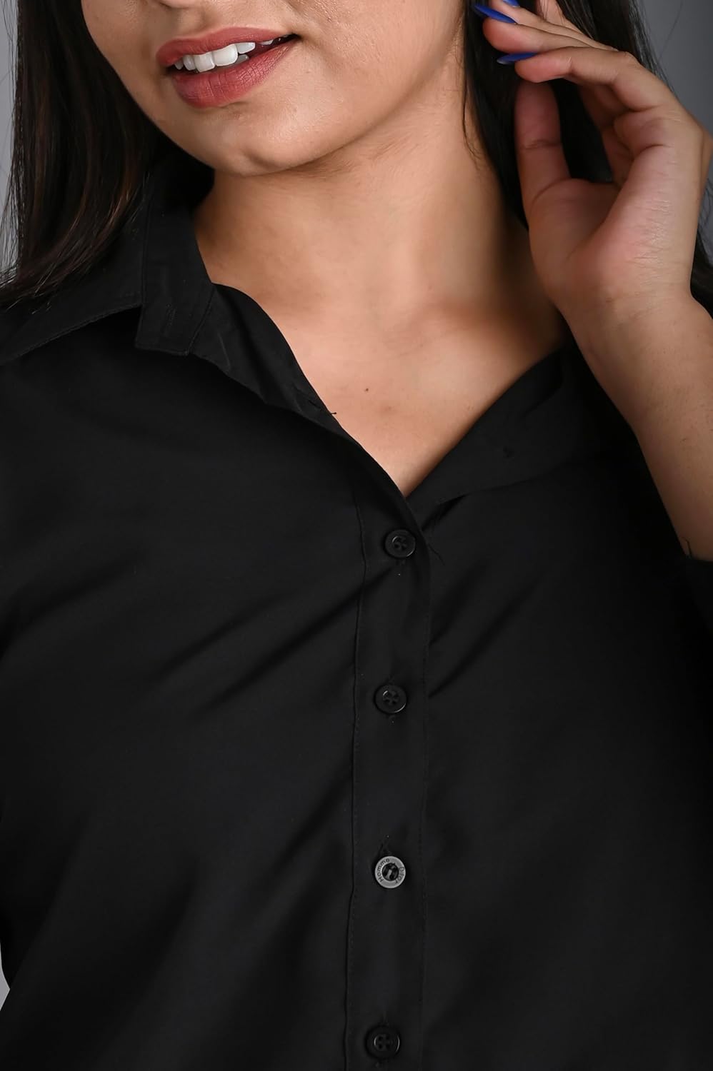 GM SARA Women's Polyester Stylish Regular Fit Button Down Plain Solid Formal Casual Shirts for Women Office Wear