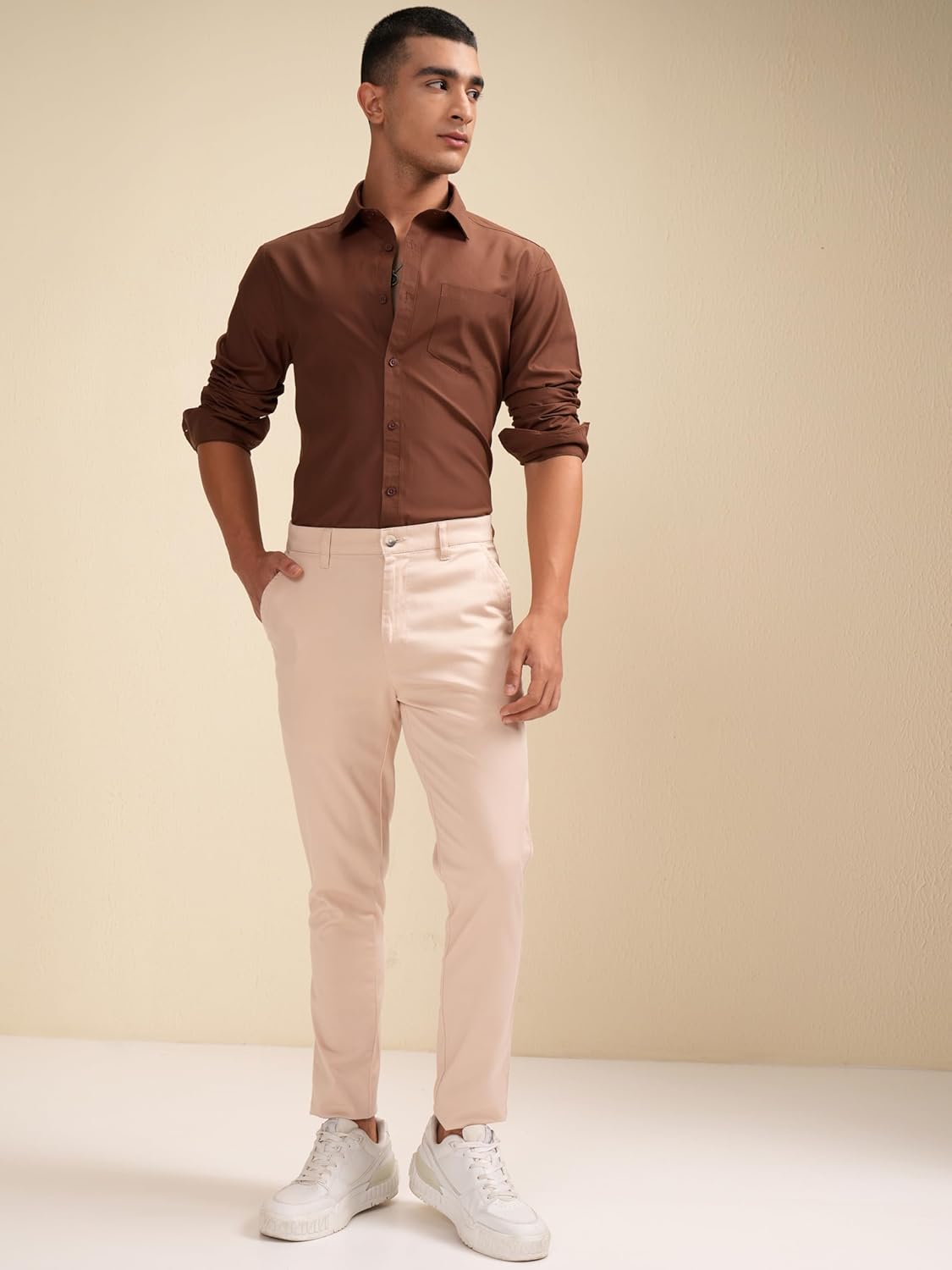 Highlander Men's Solid Slim Fit Shirt