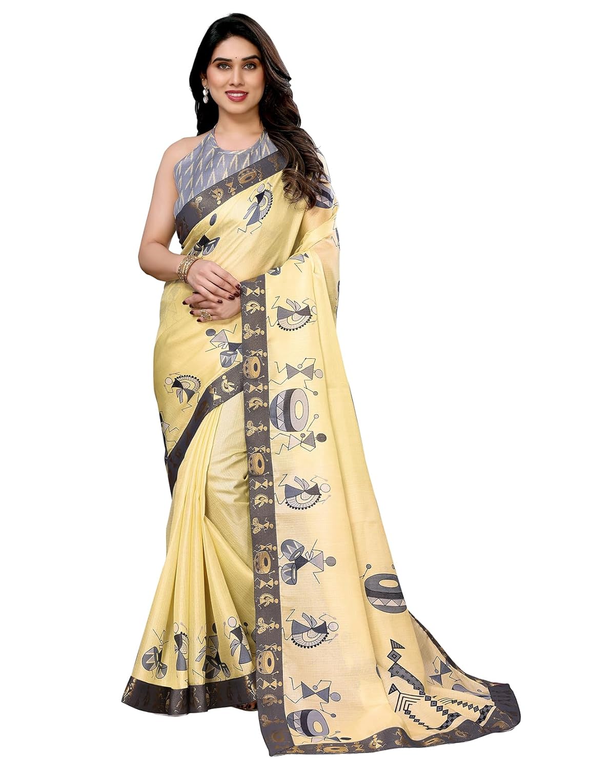 Yashika Women's Printed Kalamkari Art Silk Saree