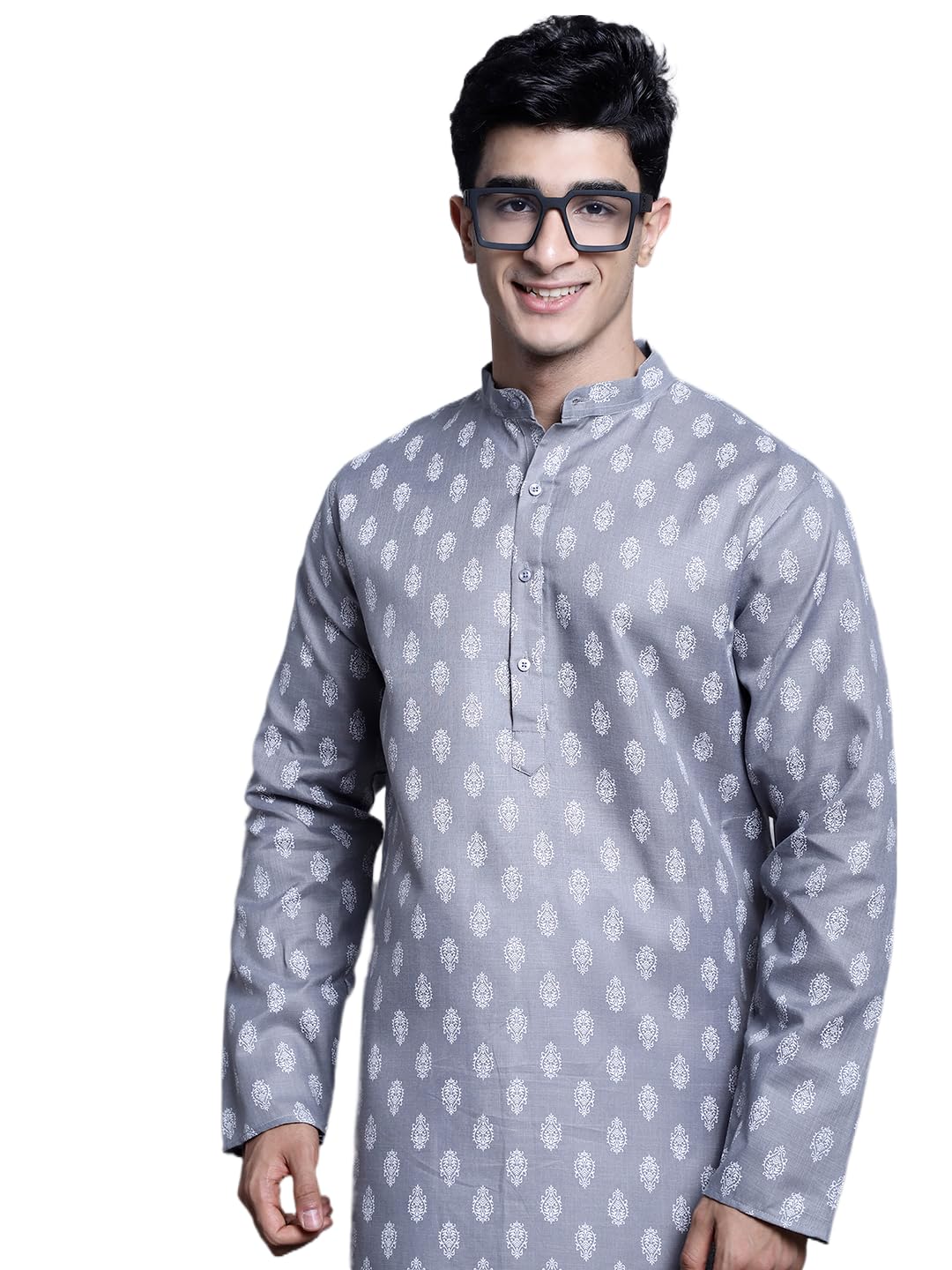 Jompers Men's Cotton Floral Printed Kurta