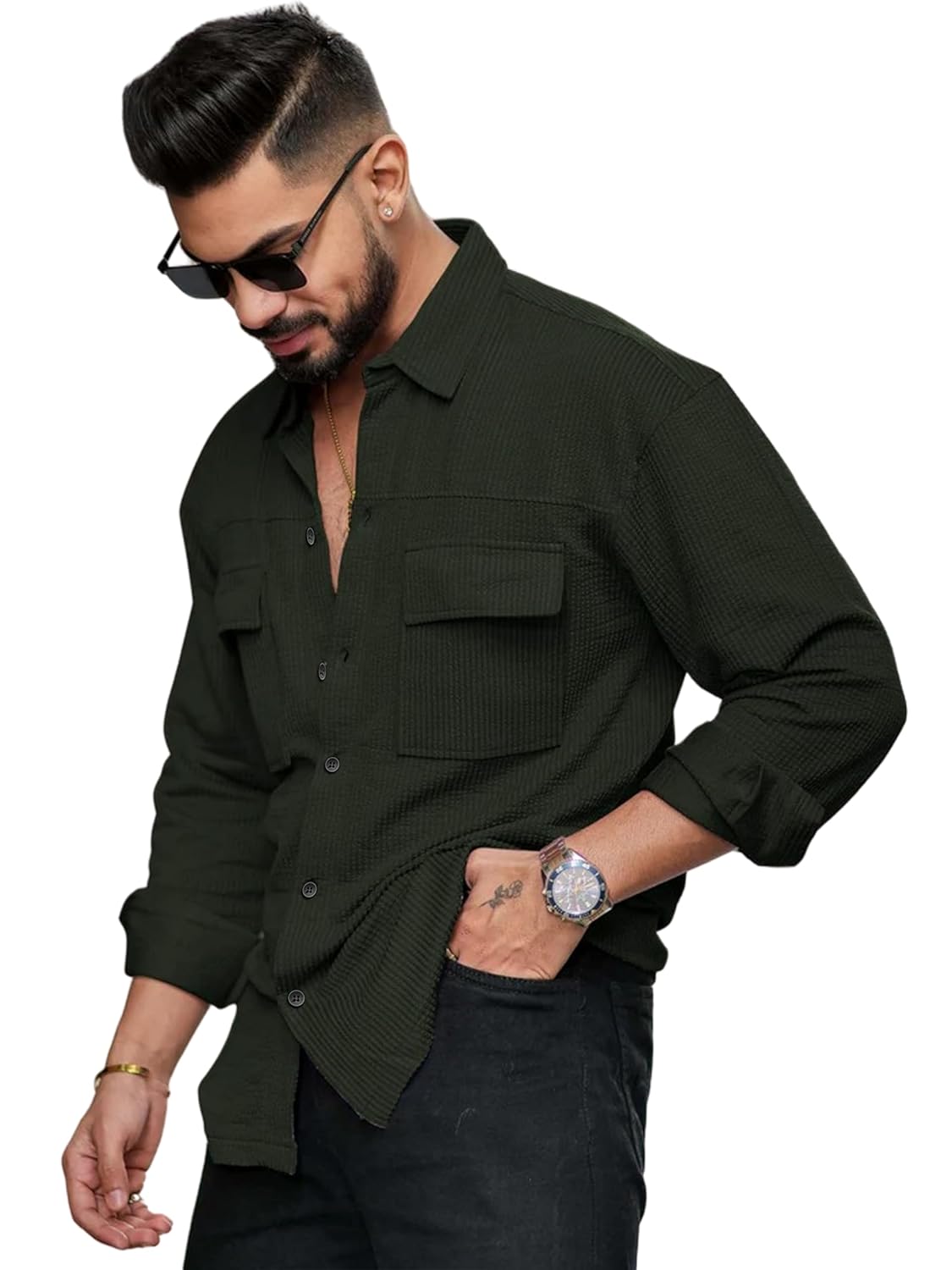 IndoPrimo Men's Regular Fit Fancy Double Pocket