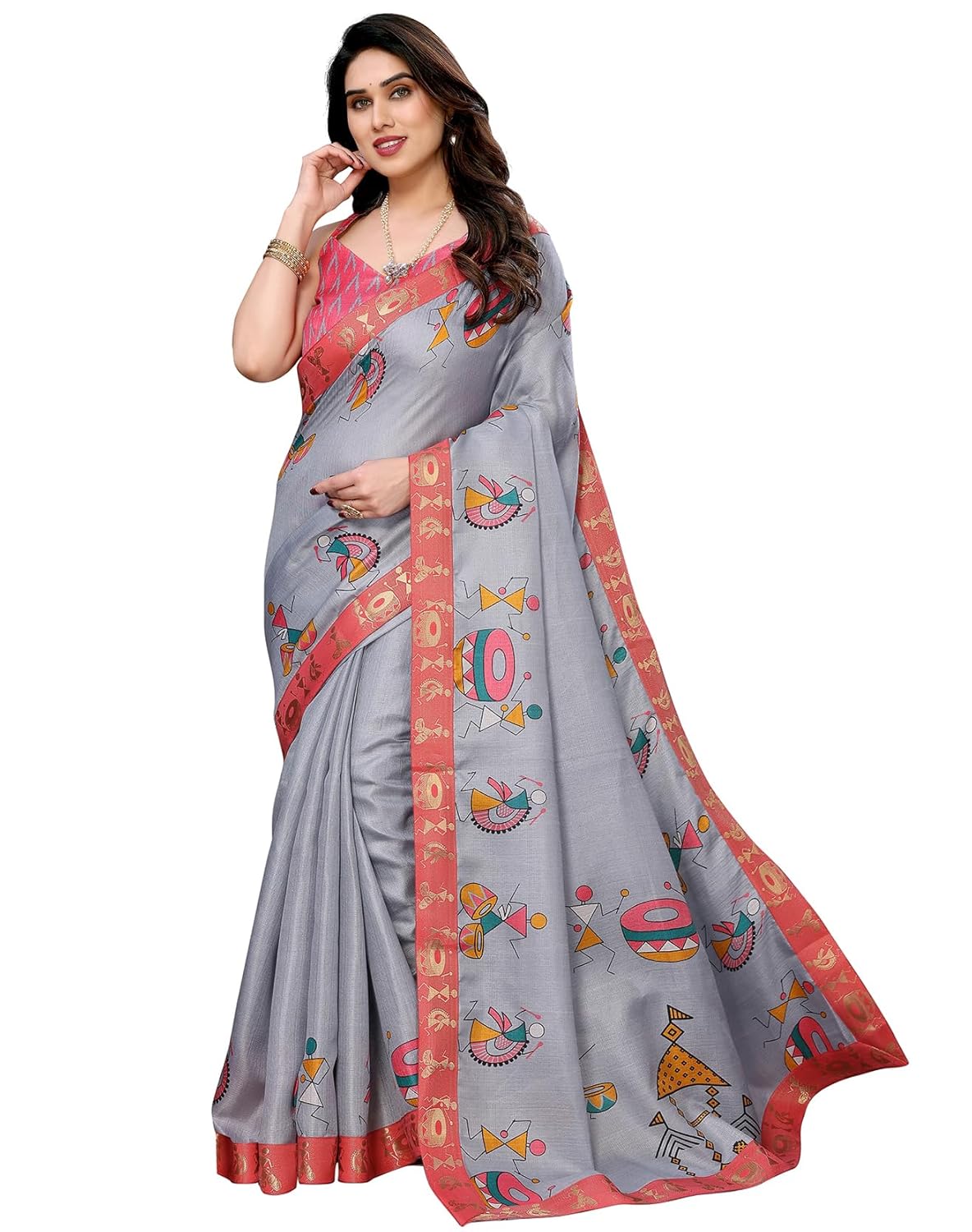 Yashika Women's Printed Kalamkari Art Silk Saree