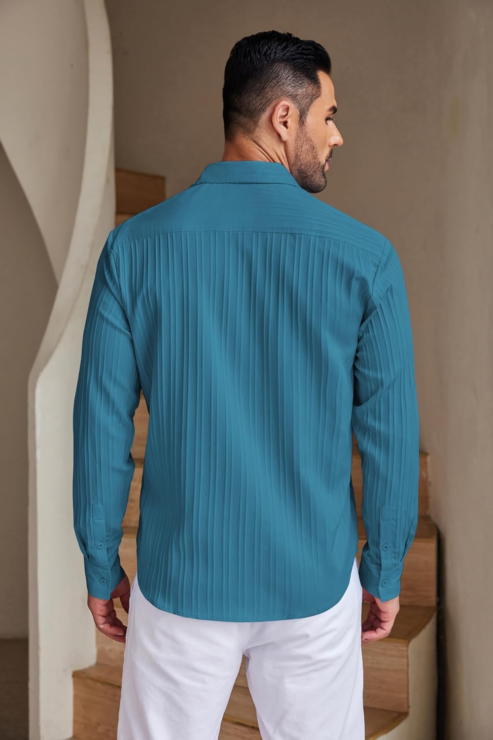 DEELMO Men's Casual Button Down Shirts Long Sleeve