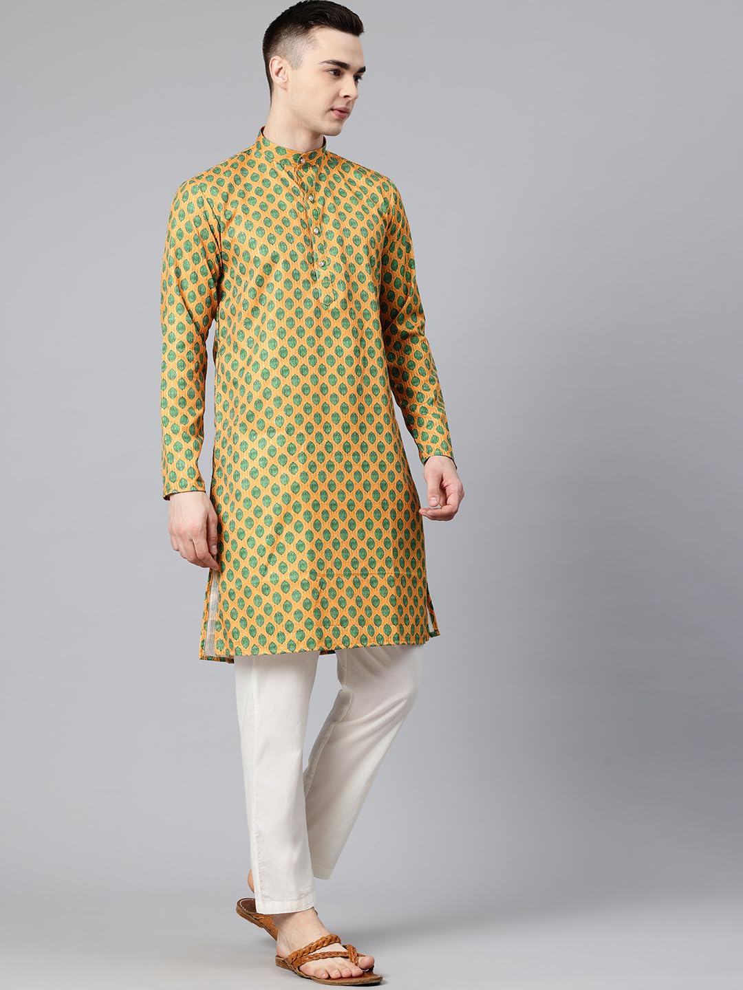 Luxrio Printed Kurta for Men Cotton Blend Linen