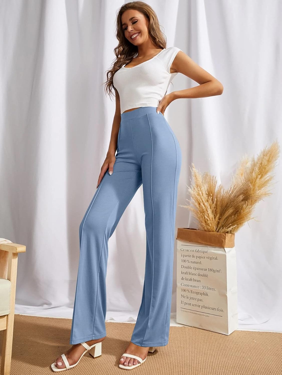 SWADESI STUFF Women's High-Waisted Pant Bell Bottom