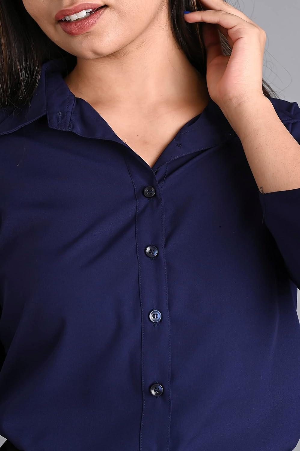 GM SARA Women's Polyester Stylish Regular Fit Button Down Plain Solid Formal Casual Shirts for Women Office Wear