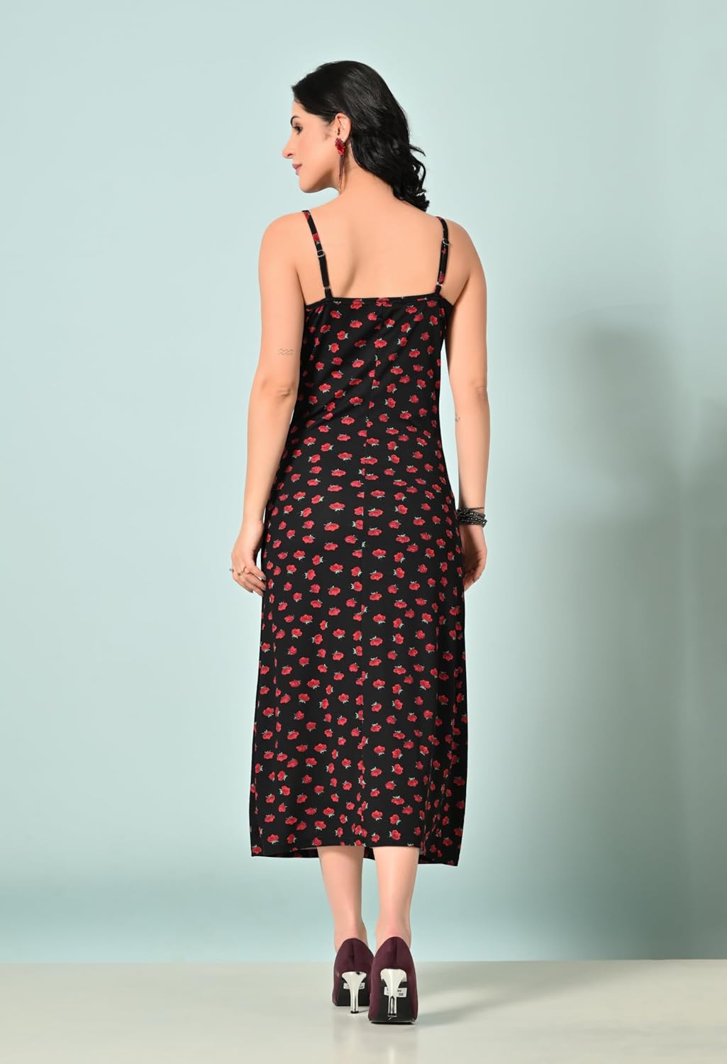 SAKSHI TRADER Women's Elegant Black Bodycon Midi Dress