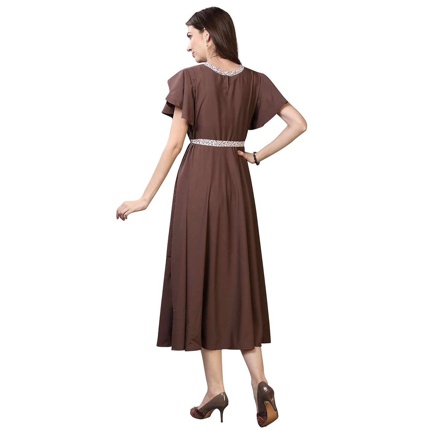 OOMPH! Women's Crepe A-Line Maxi Dress