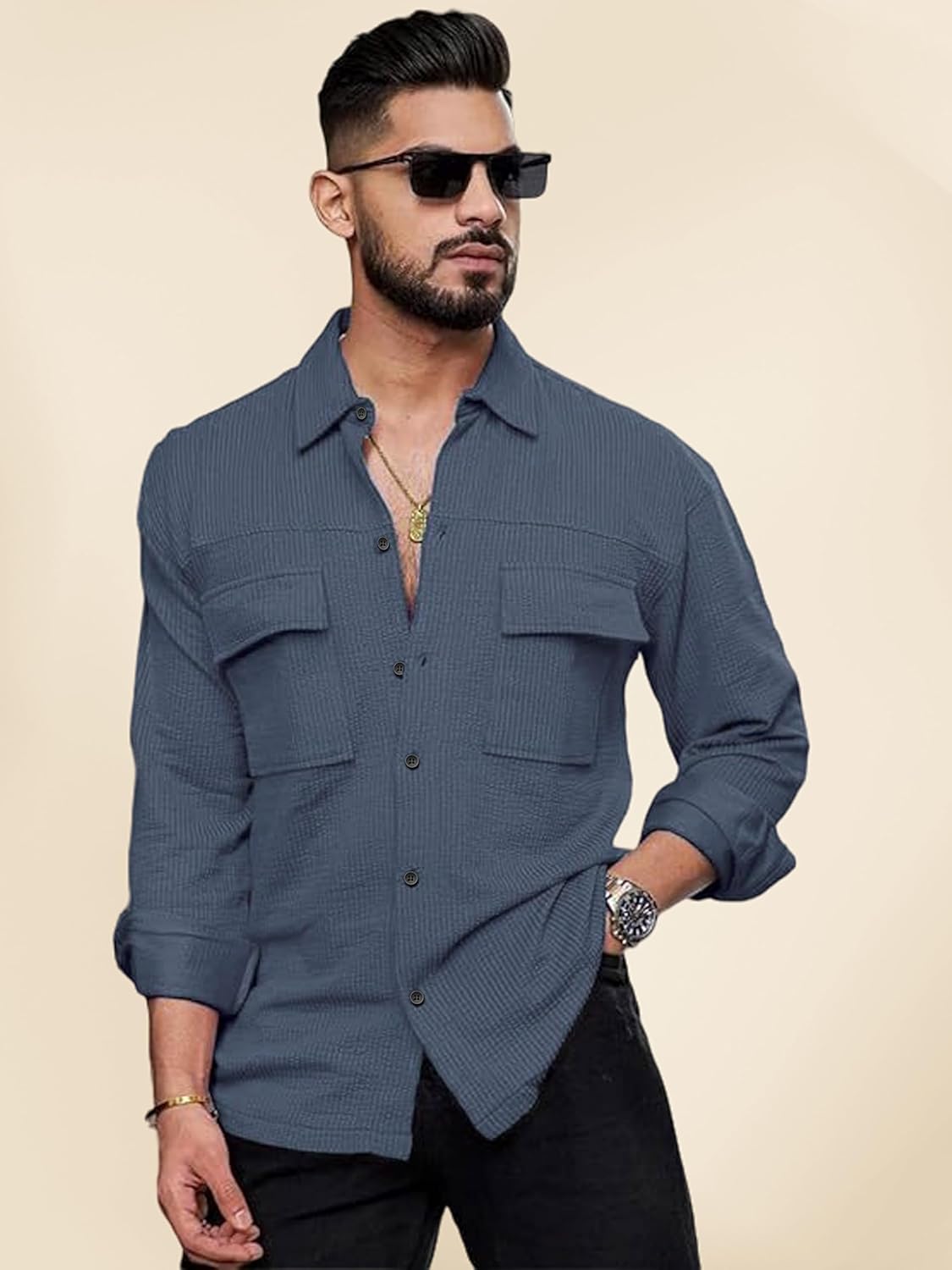 IndoPrimo Men's Regular Fit Fancy Double Pocket