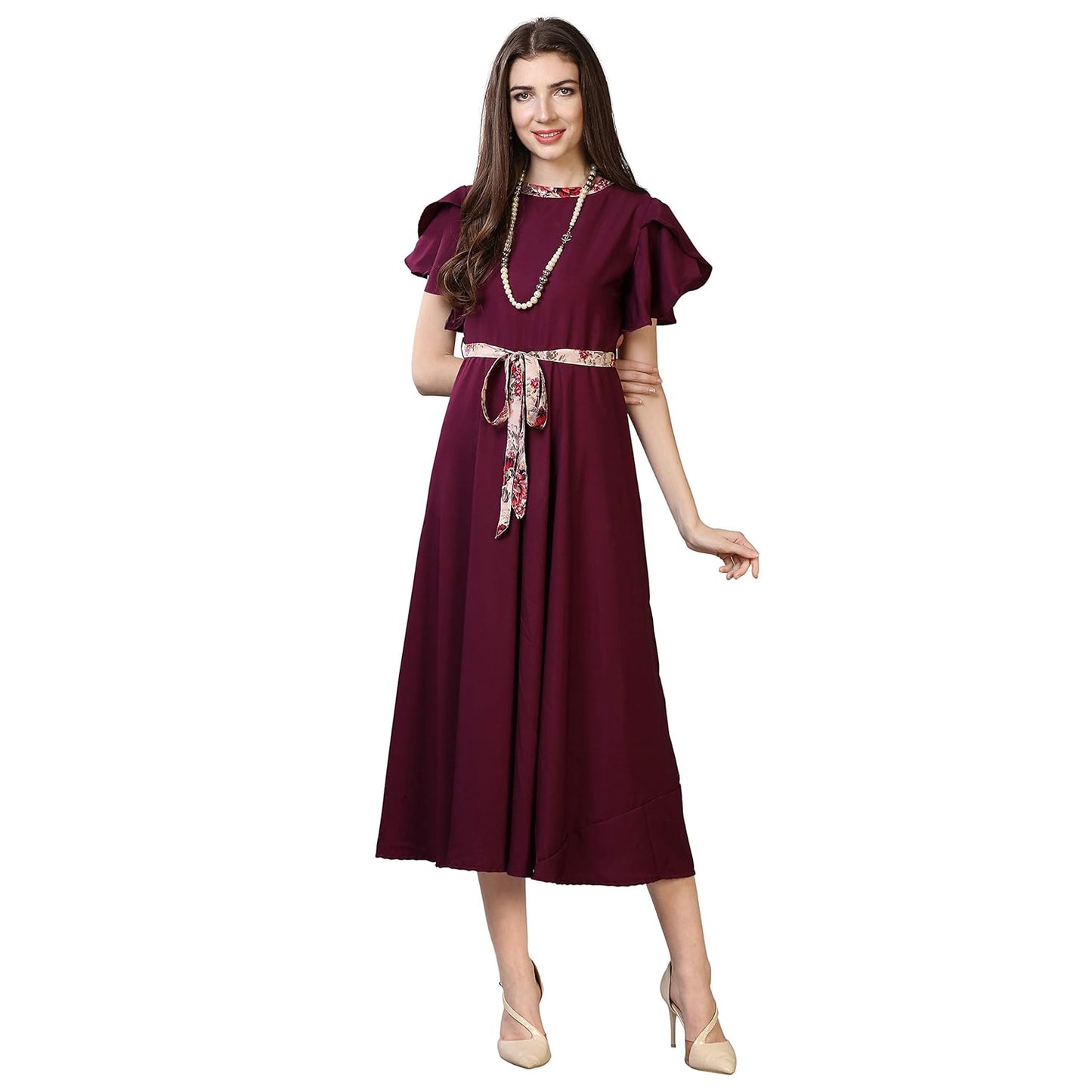 OOMPH! Women's Crepe A-Line Maxi Dress