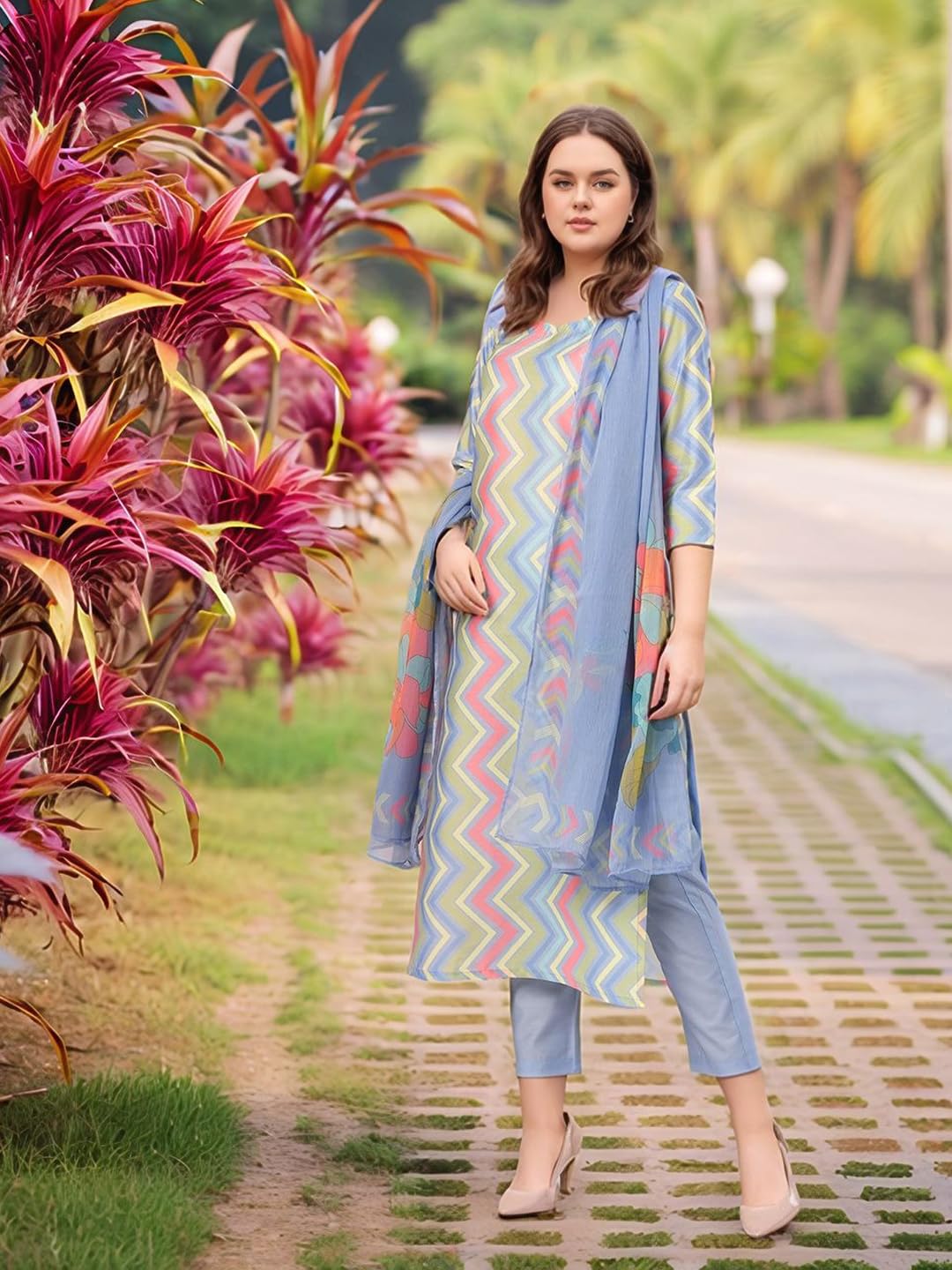 GoSriKi Women's Rayon Viscose Straight Printed