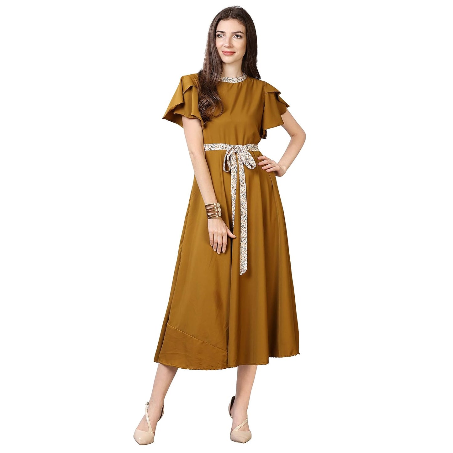 OOMPH! Women's Crepe A-Line Maxi Dress