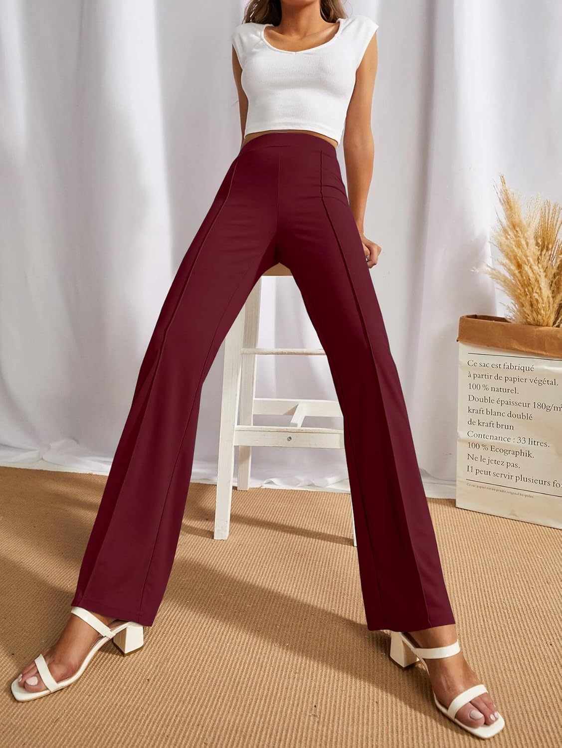 SWADESI STUFF Women's High-Waisted Pant Bell Bottom