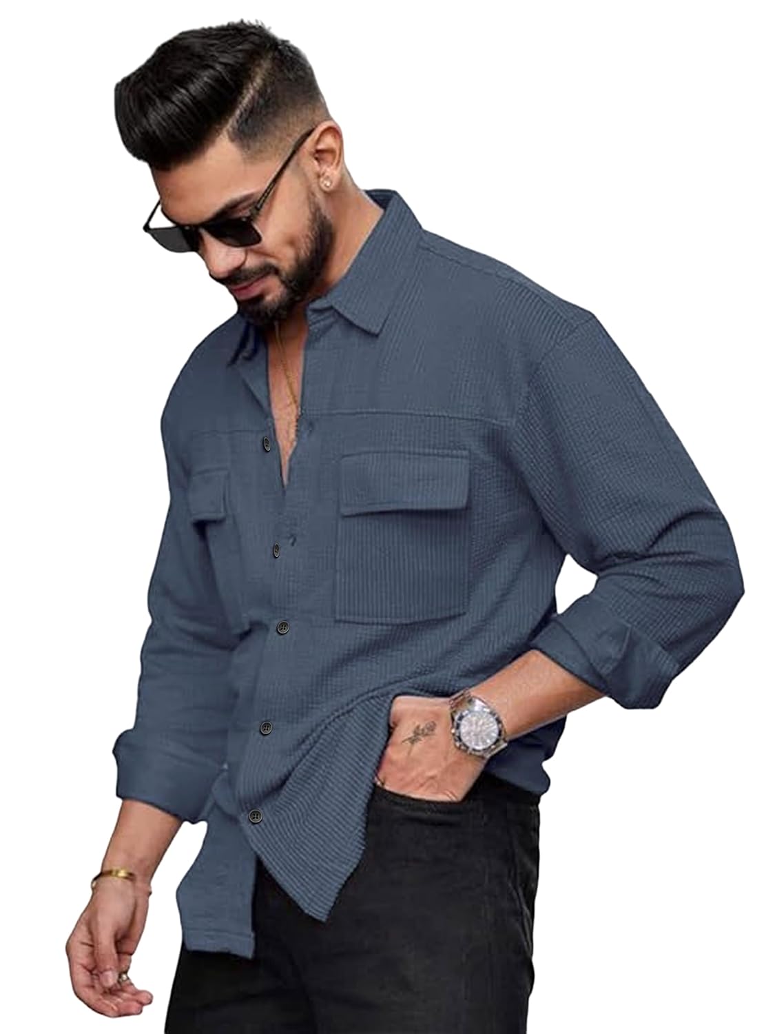 IndoPrimo Men's Regular Fit Fancy Double Pocket