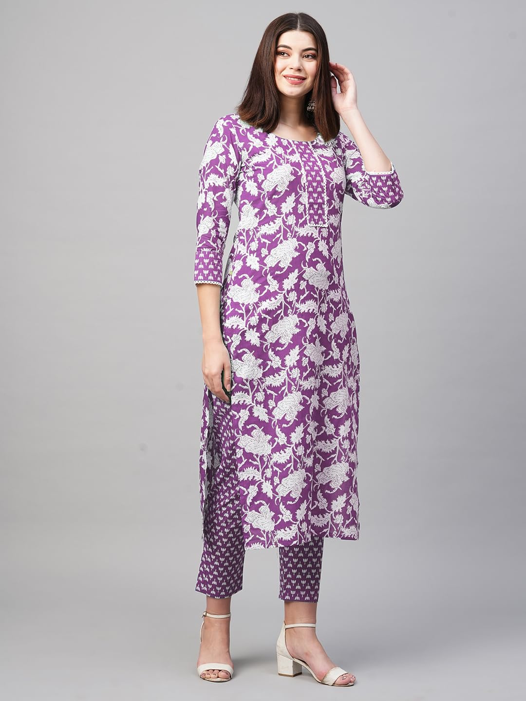 ANNI DESIGNER Women's Cotton Blend Kurta with Pant