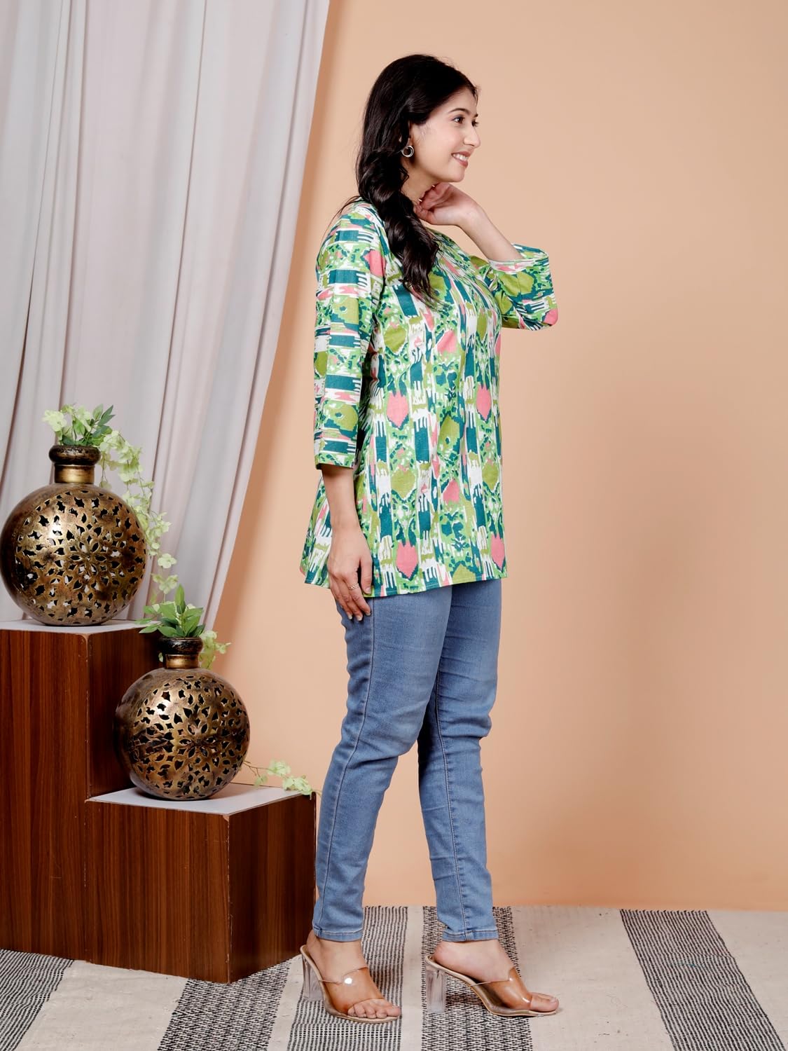 Women's Casual Jaipuri Cotton Printed Short Kurta