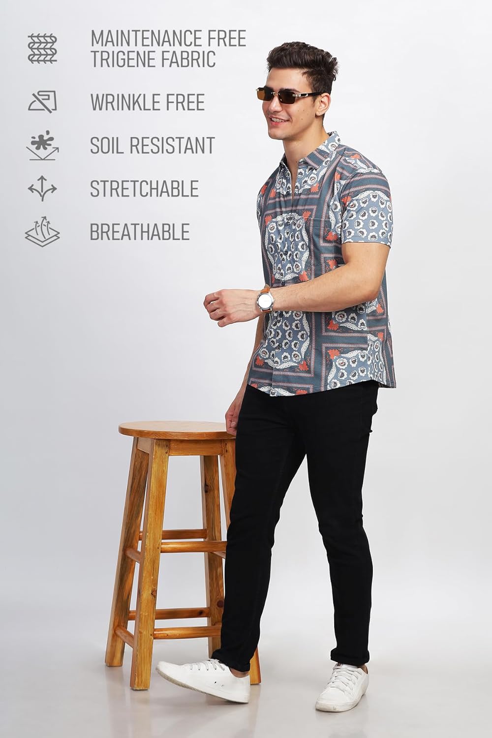BULLMER Trendy Regular Fit Printed Causal Shirt for Men