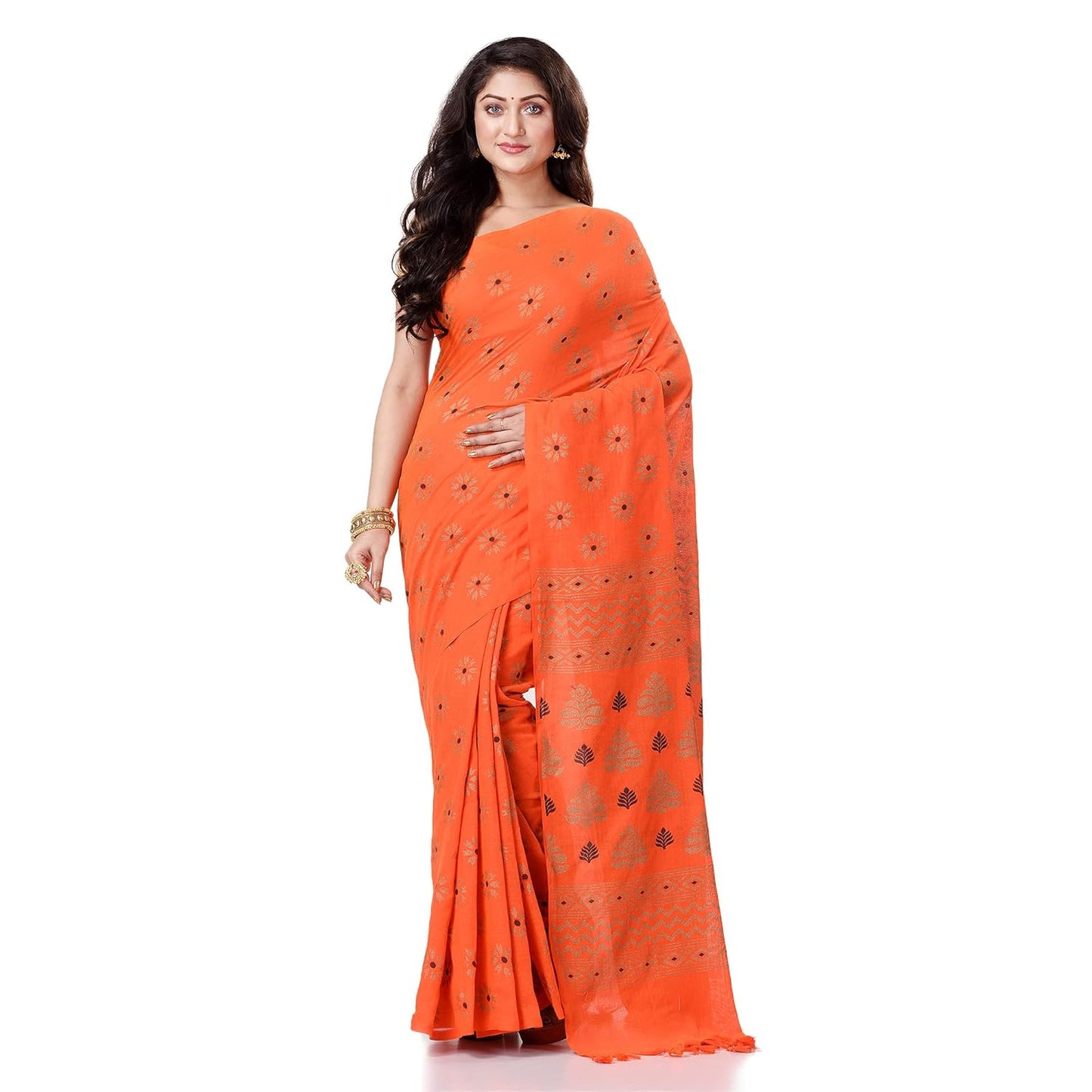 Women`sl Tant Work Design Soft Saree With Blouse Piece