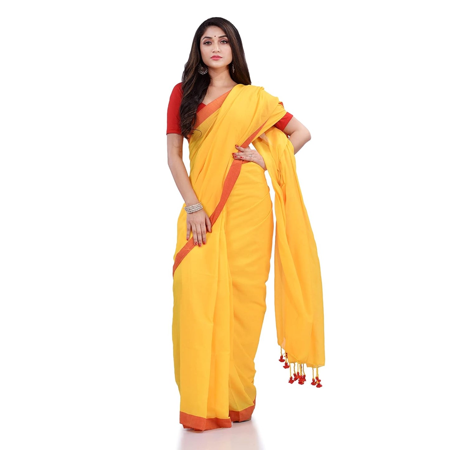 Women`s Handloom Pure Cotton Saree Without blouse