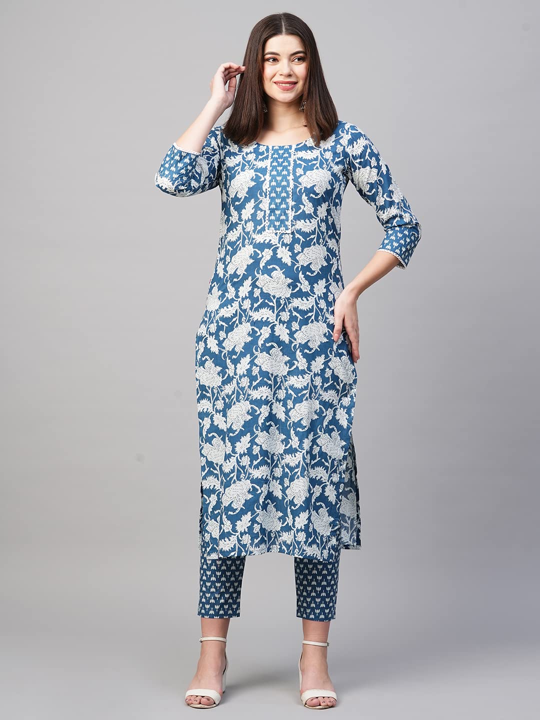ANNI DESIGNER Women'S Cotton Blend Kurta With Pant
