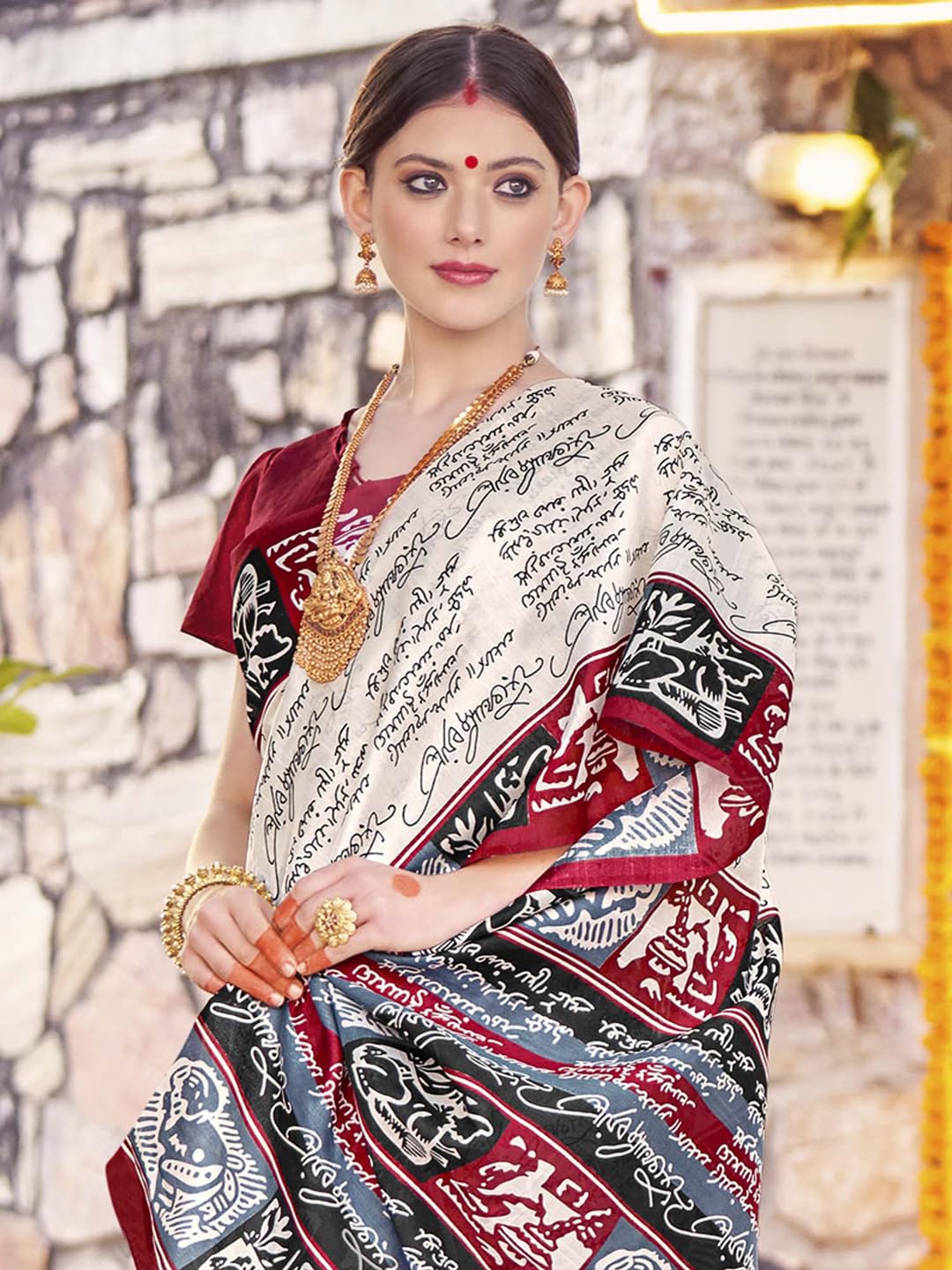 Women's Bhagalpuri Silk Ethnic Motif Printed Saree