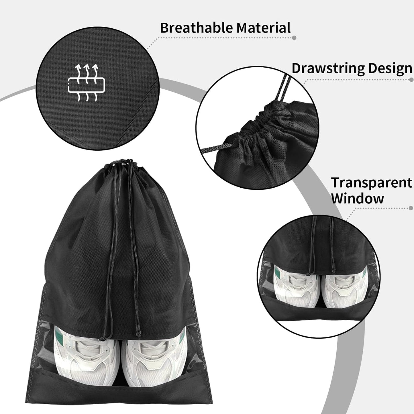 Shoe Bags for Travel, Drawstring Packing Bags, Dustproof