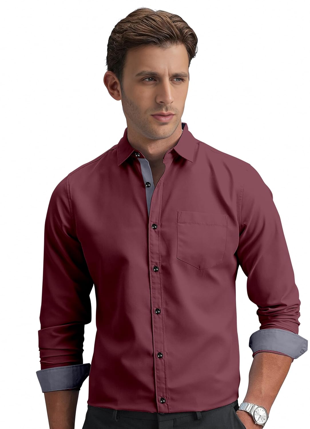Shirt's Collection Solid Pattern Shirt(Contrast - Parent)
