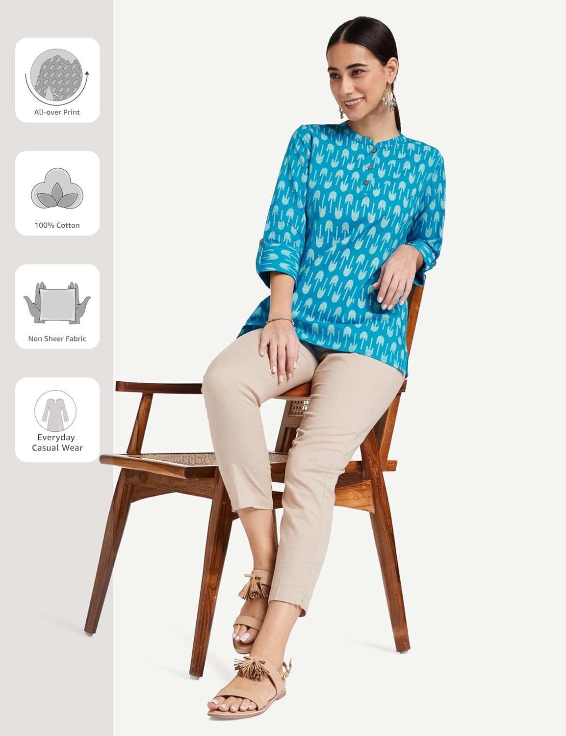 Myx Women's Cotton Regular Fit Casual Kurti
