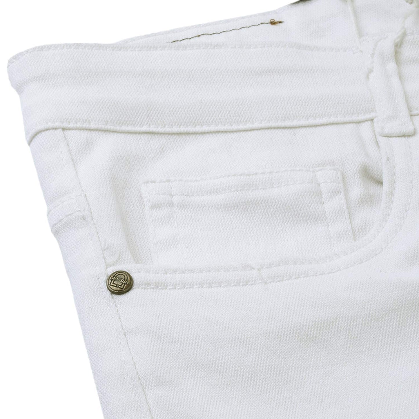 Linaria Men's Slim Fit Stretchable Jeans White