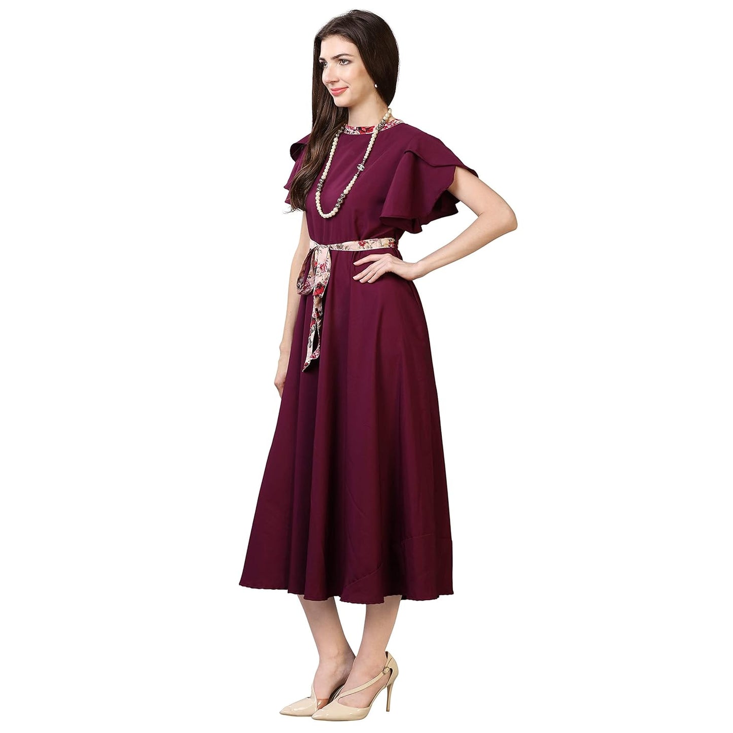 OOMPH! Women's Crepe A-Line Maxi Dress