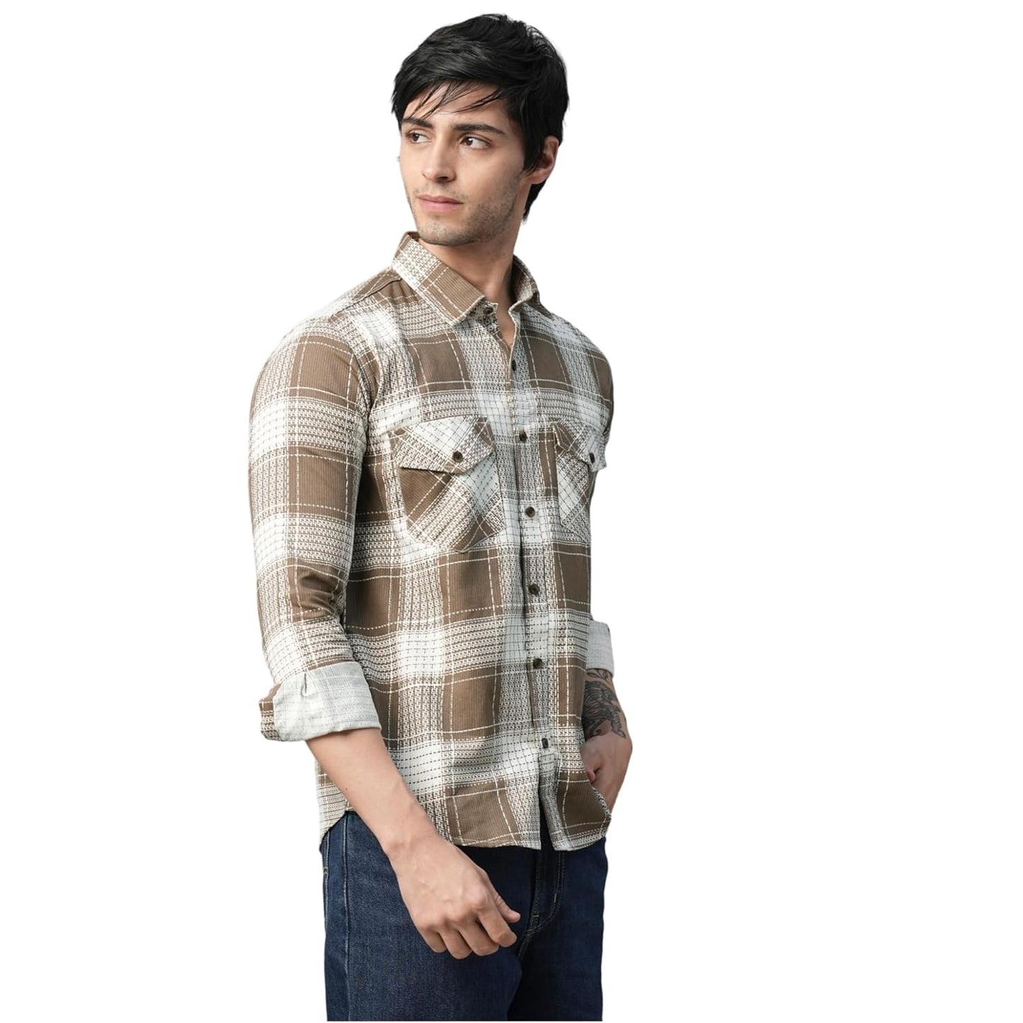 Exclusive Checked Double Pocket Full Sleeves Shirt