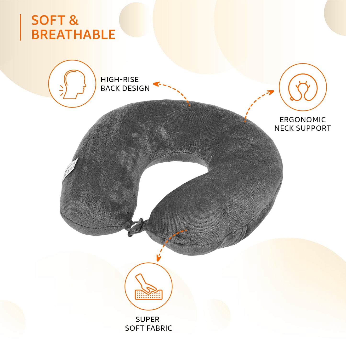 amazon basics Travel Neck Pillow | Soft Velvet Fabric