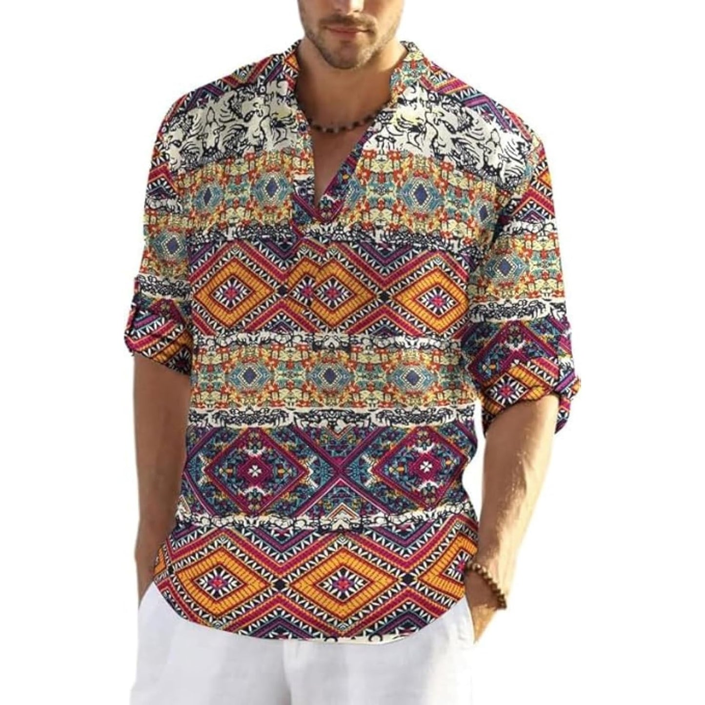 Bellstone Men's Cotton Blend Full Sleeve Printed