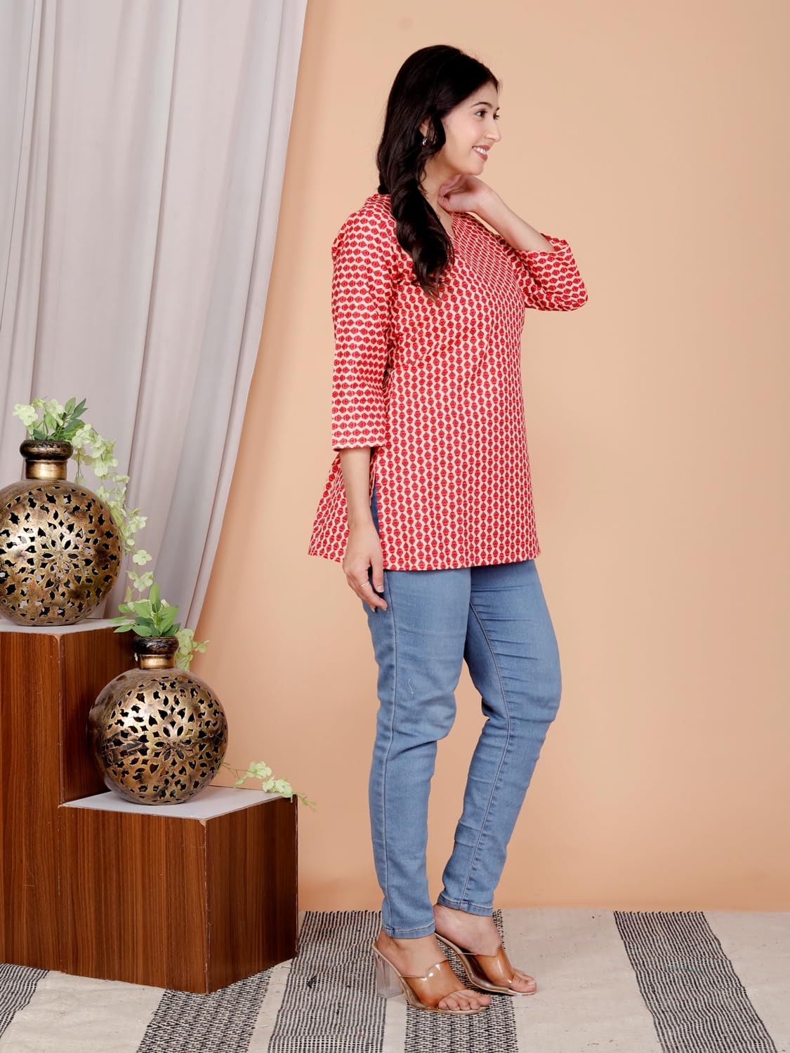 Women's Casual Jaipuri Cotton Printed Short Kurta