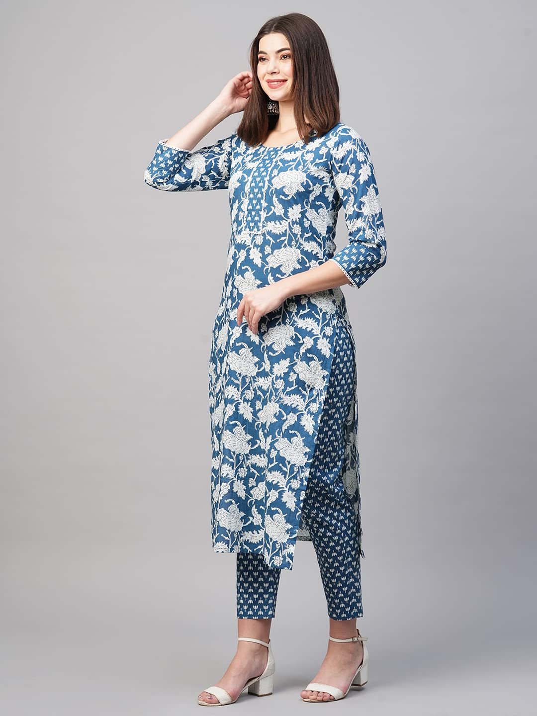 ANNI DESIGNER Women's Cotton Blend Kurta with Pant
