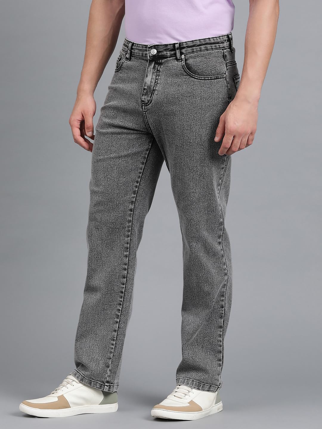KOTTY Men's Solid Straight Fit/Skinny Fit/Relaxed Fit