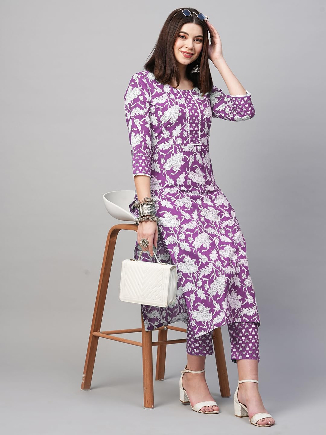 ANNI DESIGNER Women's Cotton Blend Kurta with Pant