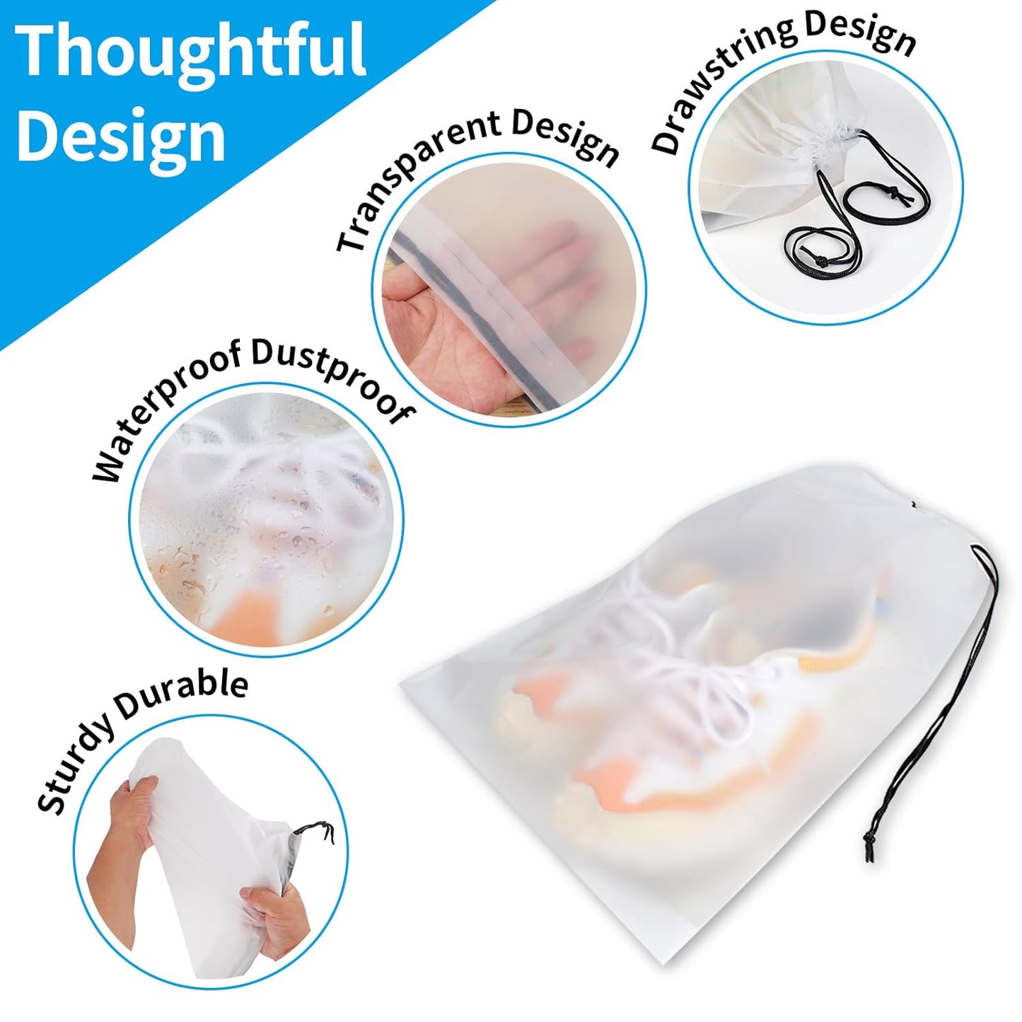 Shoe Bags for Travel, Drawstring Packing Bags, Dustproof